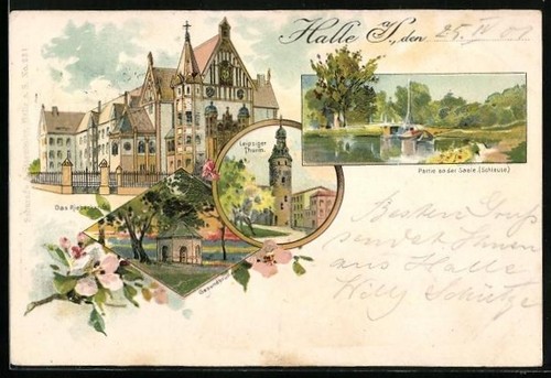 Lithographie halle s - halle, a.