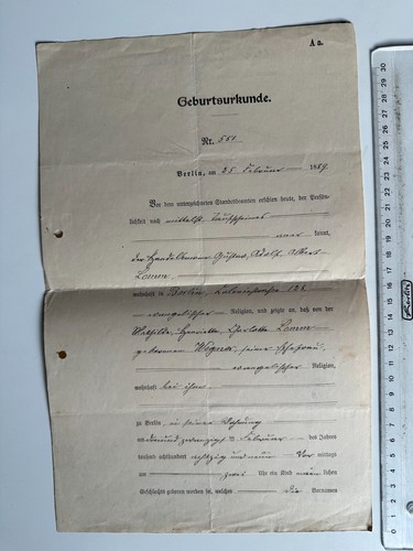 Geburtsurkunde 1917